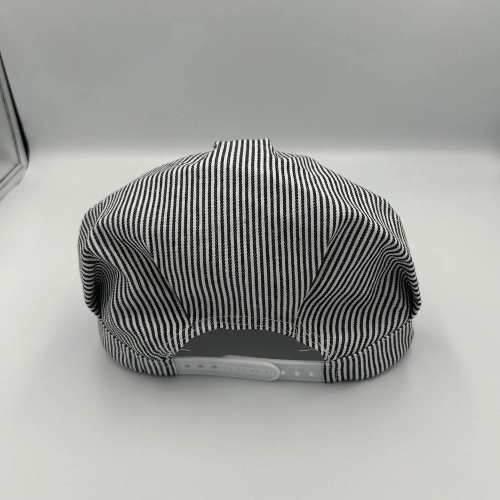 BWM Global Engineer Hat Blue White Hickory Stripe Hub City Snapback
